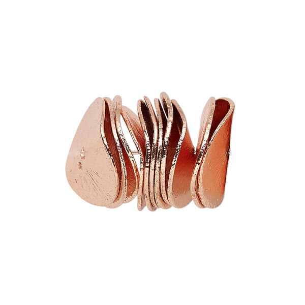 Bead, copper, 17x4mm brushed wavy rondelle. Sold per pkg of 10. image number 0