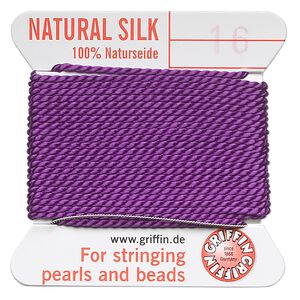 Thread, Griffin, silk, amethyst purple, size #16. Sold per 2-meter card (approximately 78 inches).