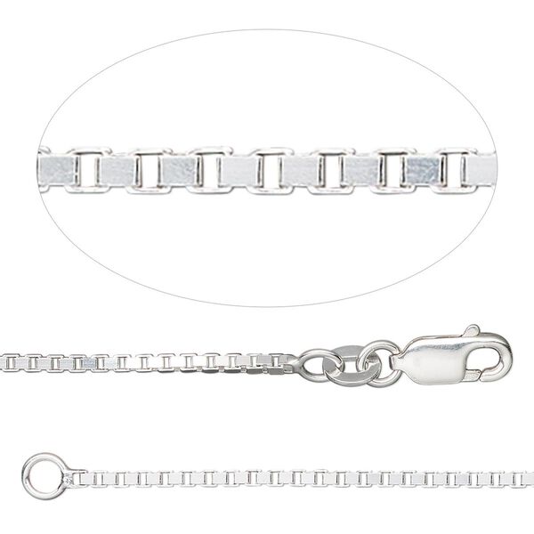 Chain, sterling silver, 1.4mm Venetian box, 20 inches. Sold individually. image number 0