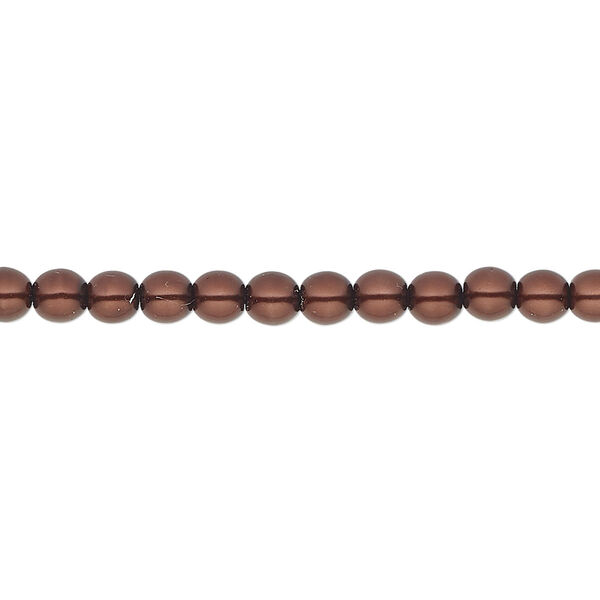 Bead, Czech glass pearl, mocca, 4mm round. Sold per 18-inch strand, approximately 120 beads. image number 0