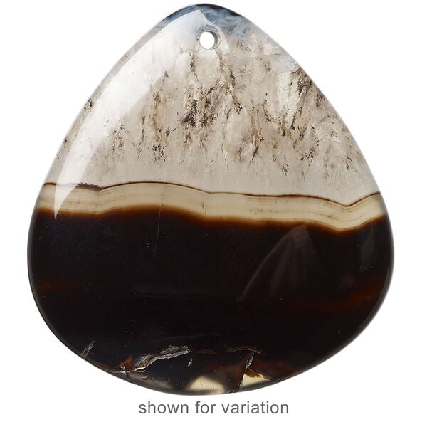 Black agate 1pkg1, rounded triangle focal 43x42x42mm image number 1