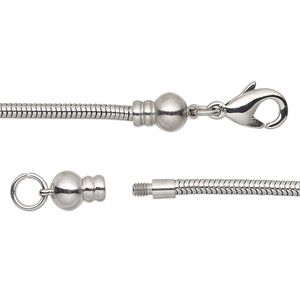 Chain 1pkg1 snake, 2.4mm / lobster claw clasp / fits 3.5-6mm hole, Dione® stainless steel 18 inch