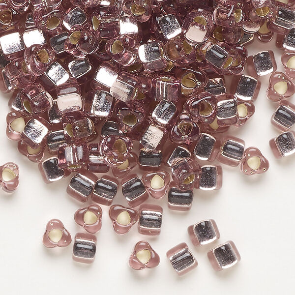 Seed bead, Miyuki 1pkg10g, glass, #5 triangle, transparent silver-lined smoky amethyst (TR-1804) image number 0