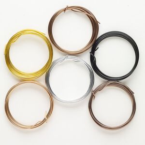 Wire assortment, aluminum, pkg/(6) 1.5m, round, assorted finishes, 16 gauge.