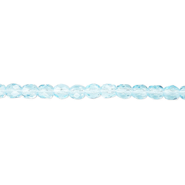 Bead, Czech fire-polished glass, light turquoise blue, 4mm faceted round. Sold per pkg of 1,200 (1 mass). image number 0