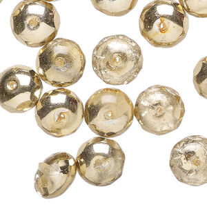 Bead 1pkg600 (1/2 mass), Czech fire-polished glass, metallic pale gold, 11x7mm faceted rondelle.