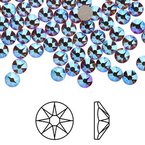 Flat back 144pk topaz shimmer foil back, Crystal Passions® 3.8-4mm rose round SS16 2088