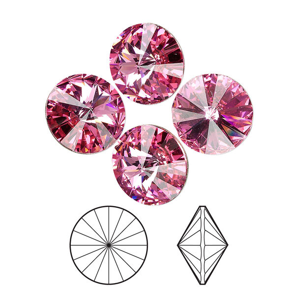 Chaton 4pk rose foil back, Crystal Passions® 14mm rivoli 1122 image number 0