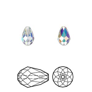 Bead 144pk crystal AB, Crystal Passions® 9x6mm teardrop 5500