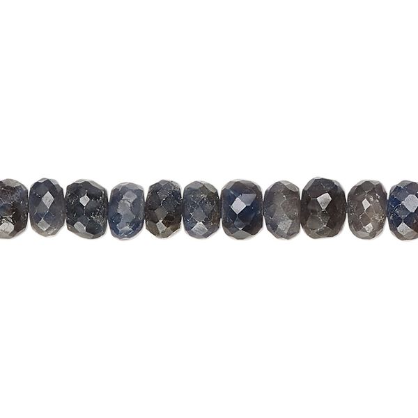 Blue-grey sapphire 1pkg1, hand-cut faceted rondelle bead 14 inch 6x3mm-7x5mm image number 0