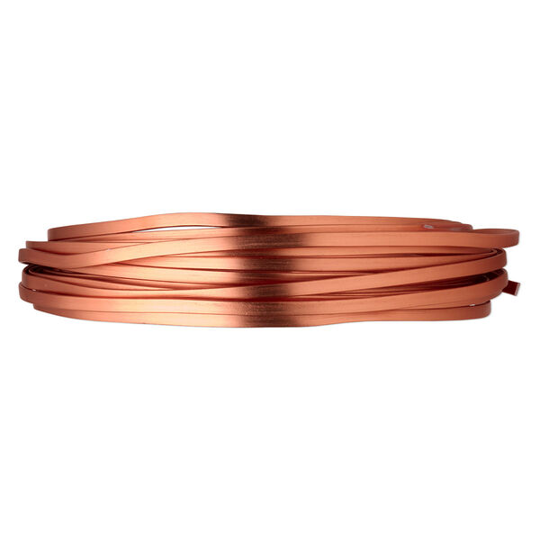 Wire, anodized aluminum, orange copper, 3.5x1mm flat, 16 gauge. Sold per pkg of 18 feet. image number 0