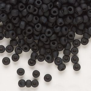 Seed bead, Dyna-Mites™, glass, opaque matte black, #6 round. Sold per 1/2 kilogram pkg.