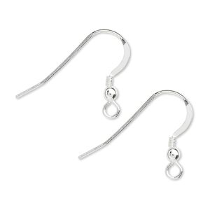 Ear wire fishhook 1pkg10 sterling silver, 19mm flat / 3mm ball / 2mm coil / open loop, 21 gauge 5 pair