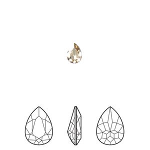 Fancy stone 2pk crystal golden shadow foil back, Crystal Passions® 6x4mm pear 4320