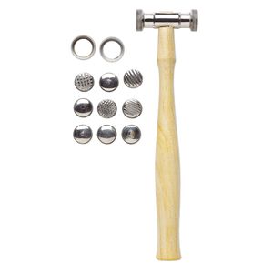 Texture hammer, EUROTOOL®, wood and steel, 9-1/2 inches with (9) 17mm interchangeable faces. Sold per 10-piece set.