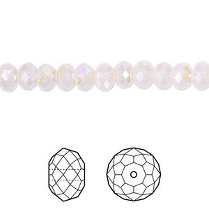 Bead 12pk rose water opal shimmer 2X, Crystal Passions® 6x4mm rondelle 5040