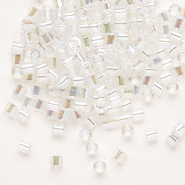 Seed bead, Delica®, glass, pkg/7.5g, #8 round, translucent rainbow crystal clear (DBL-0051). image number 0