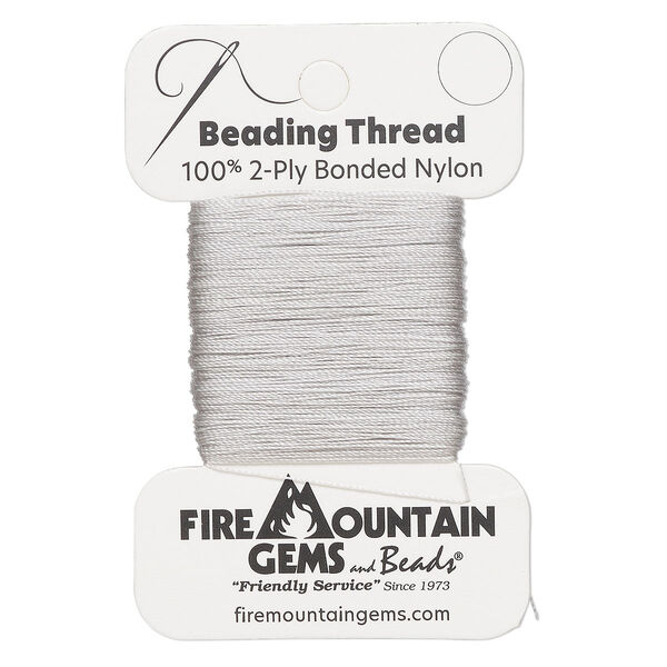 Thread, nylon, light grey, size AA. Sold per 50-yard card. image number 0