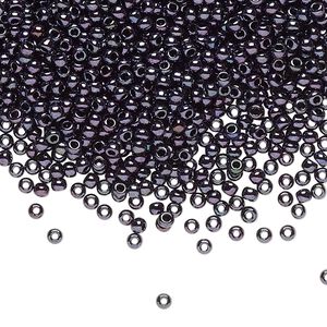 Seed bead, TOHO BEADS®, glass, pkg/7.5g, #11 round, opaque metallic amethyst gunmetal (TR-11-90).