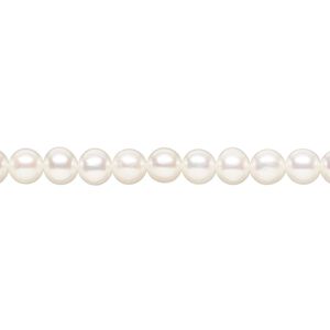 Freshwater 1pkg1, semi-round pearl B- grade, 15.5-16 inch white 5mm cultured