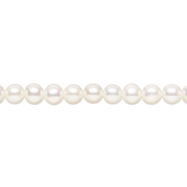 Freshwater 1pkg1, semi-round pearl B- grade, 15.5-16 inch white 5mm cultured image number 0