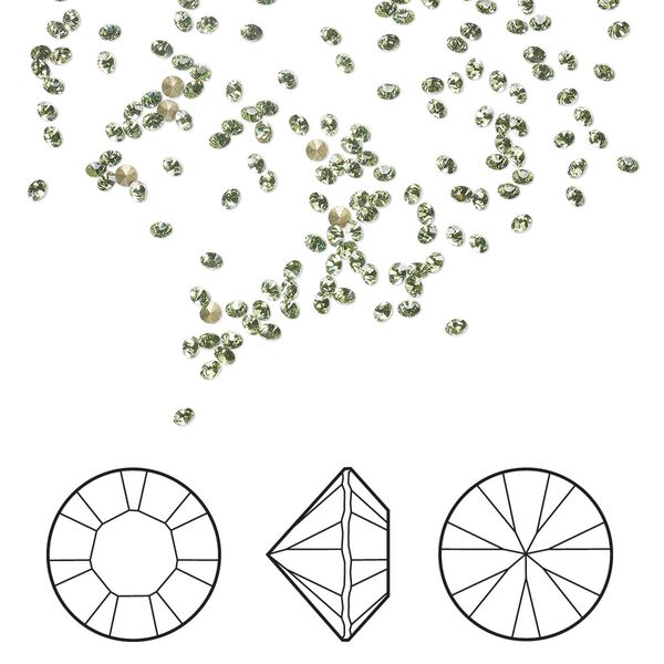 Chaton 12pk peridot foil back, Crystal Passions® Regenerated 1.4-1.5mm round PP8 1028 image number 0