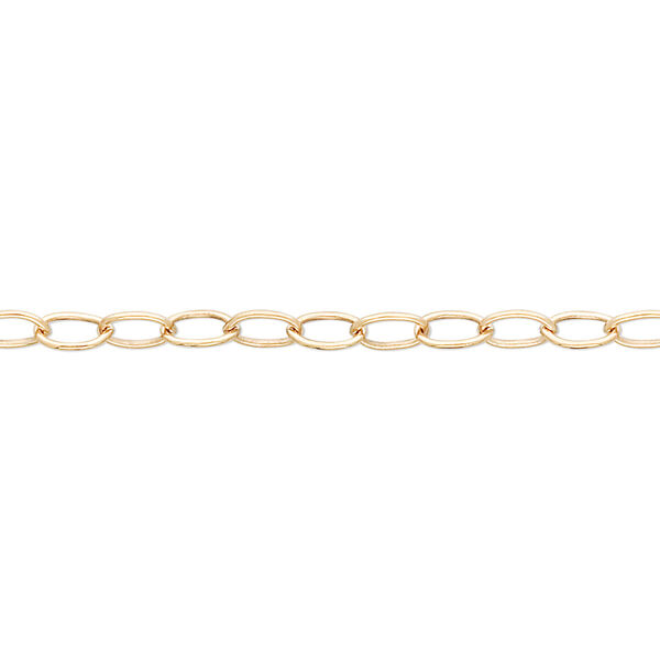 Chain, 14Kt gold-filled, 5x3mm oval cable. Sold per pkg of 5 feet. image number 0