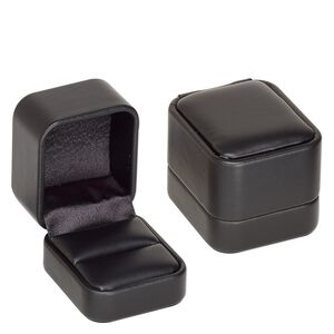 Box, ring, leatherette, black, 2-1/4 x 2 x 2-inch square. Sold individually.