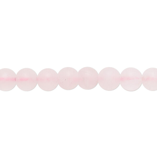 Bead, rose quartz (dyed), matte pink, 6mm round, B grade, Mohs hardness 7. Sold per 8-inch strand, approximately 30 beads. image number 0