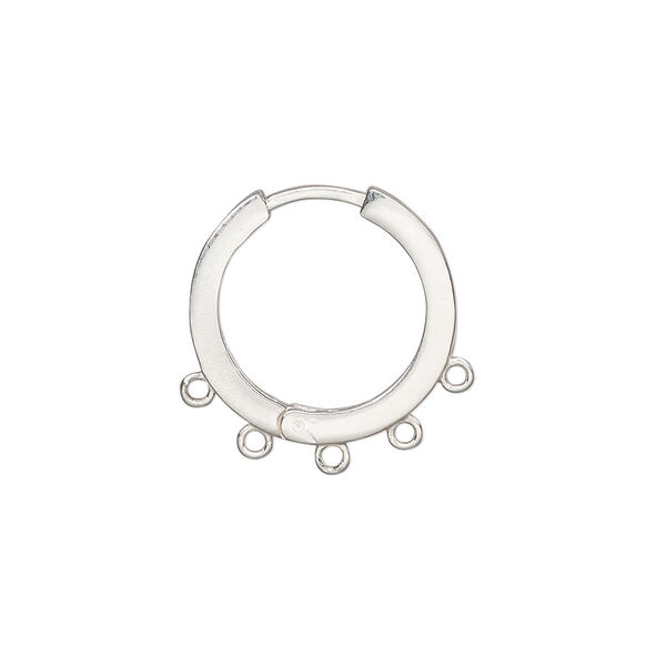 Earring, sterling silver, 18mm round hoop with square tube and 5 closed loops and hinged closure. Sold per pair. image number 0