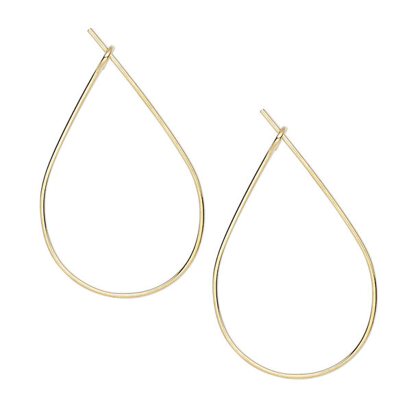 Ear wire, gold-plated brass, 27x17mm teardrop hoop, 23 gauge. Sold per pkg of 5 pairs. image number 0