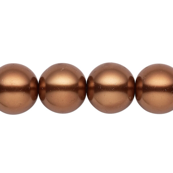 Bead, glass, opaque antique copper, 13-14mm round. Sold per 15-1/2" to 16" strand. image number 0