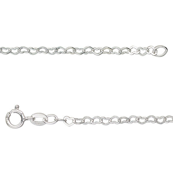 Chain, sterling silver, 1.8mm flat heart cable, 18 inches with springring clasp. Sold individually. image number 0