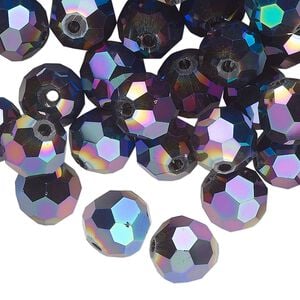 Bead 48pk crystal peacock shadow, Celestial Crystal® 10mm round