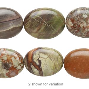 Rainbow rhyolite 1pkg1, flat oval bead natural 8 inch 20x15mm