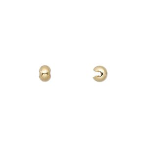 Crimp cover, gold-plated brass, 4mm round. Sold per pkg of 500.