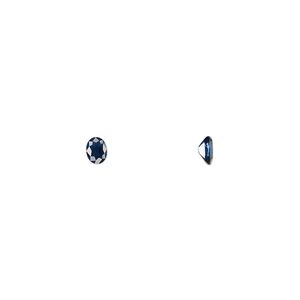 Blue sapphire 1pkg1, hand-cut faceted oval gem 4x3mm