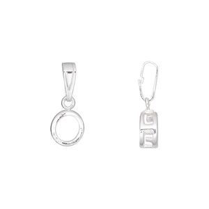 Pendant, sterling silver, 17x7.5mm smooth round with 6mm round setting. Sold individually.