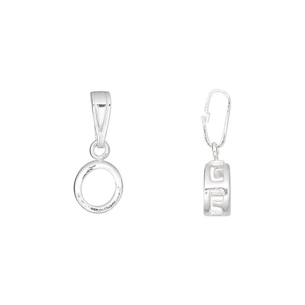 Pendant, sterling silver, 17x7.5mm smooth round with 6mm round setting. Sold individually. image number 0