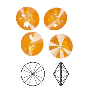 Chaton 4pk crystal mango ignite LacquerPRO, Crystal Passions® 12mm rivoli 1122