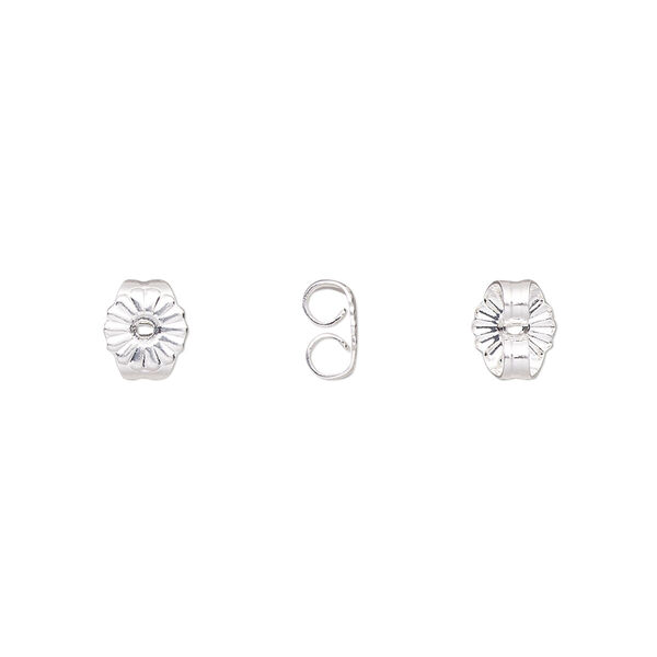 Earnut, silver-plated brass, 6x5.5mm daisy. Sold per pkg of 50 pairs. image number 0