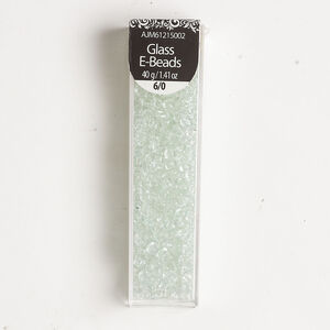 Seed bead glass 1pkg1, #6 round 40g, transparent pale green
