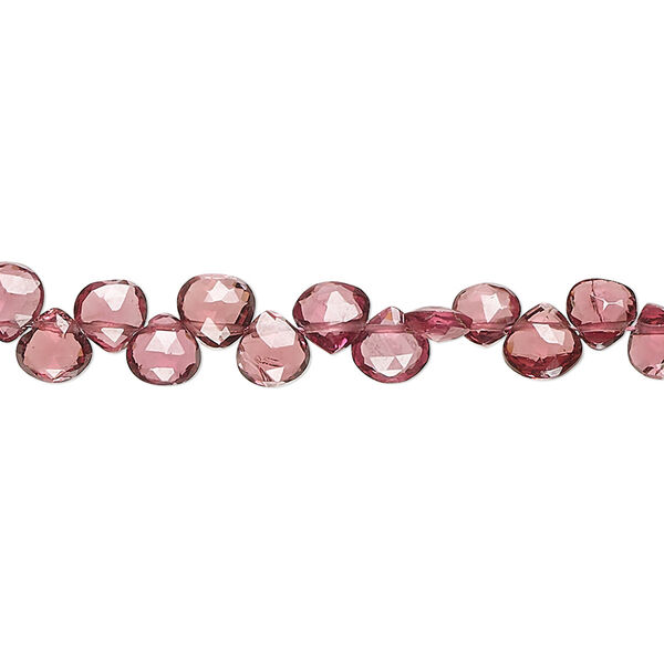 Bead, rhodolite garnet (natural), 4-5mm hand-cut top-drilled faceted puffed teardrop, A- grade, Mohs hardness 7 to 7-1/2. Sold per 8-inch strand, approximately 60 beads. image number 0