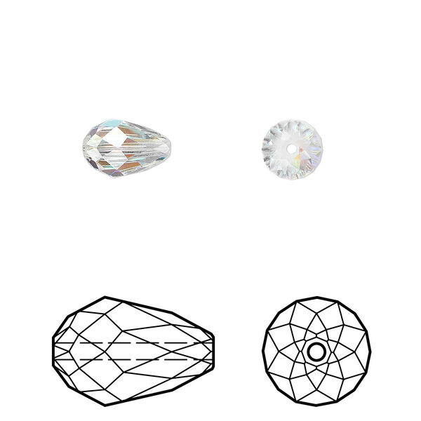 Bead 4pk crystal AB, Crystal Passions® 9x6mm teardrop 5500 image number 0