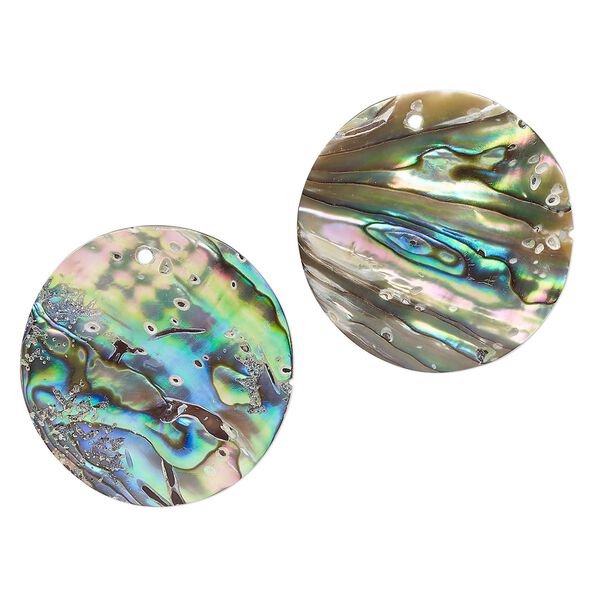 Focal, paua shell (natural), 25mm flat round. Sold per pkg of 2. image number 0