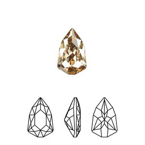 Fancy stone 1pk crystal golden shadow foil back, Crystal Passions® 13.6x8.6mm trilliant 4707
