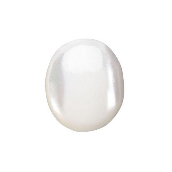 Cabochon, trochus shell (natural), 12x10mm calibrated oval, Mohs hardness 3-1/2. Sold per pkg of 4. image number 0