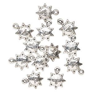 Drop, acrylic, silver, 22x18mm sun. Sold per pkg of 12.