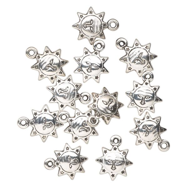 Drop, acrylic, silver, 22x18mm sun. Sold per pkg of 12. image number 0