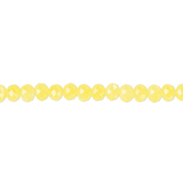 Bead 1pk light yellow frosted, Celestial Crystal® 4x3mm rondelle 15.5-16 inch image number 0